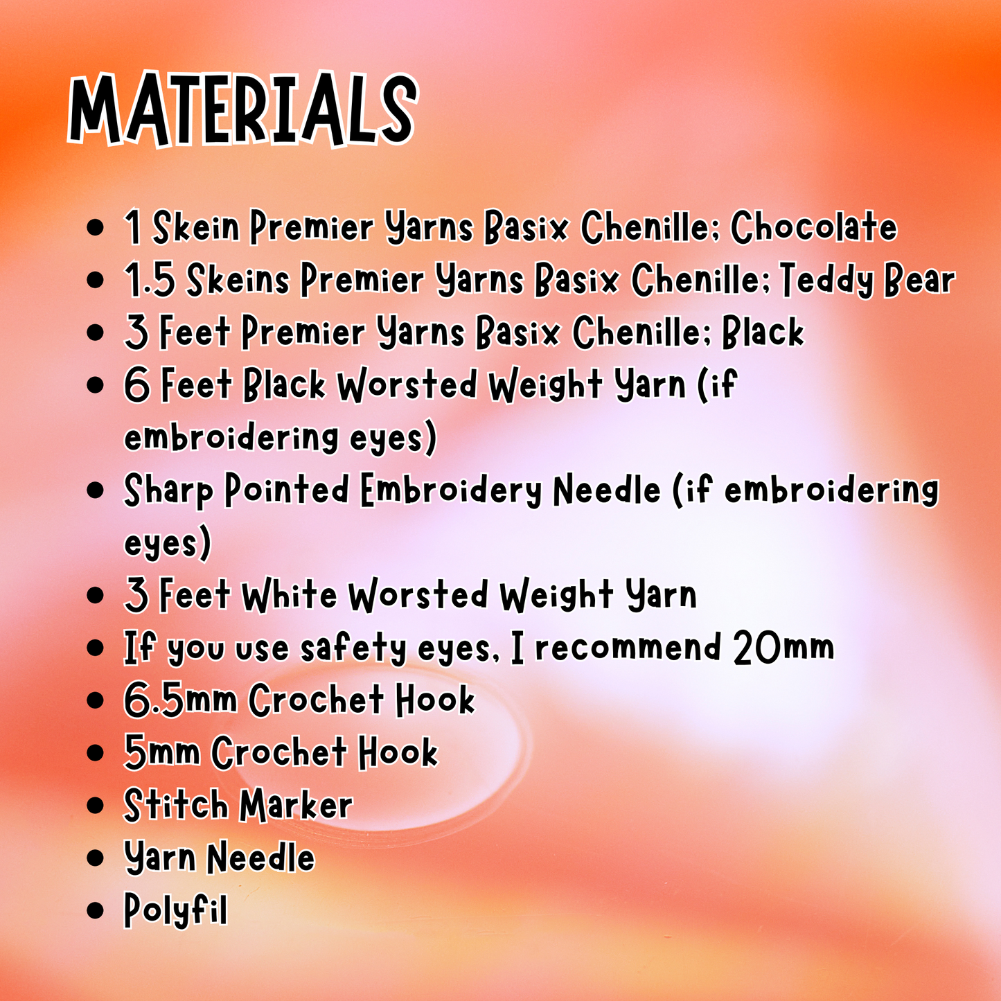 crochet beaver materials list