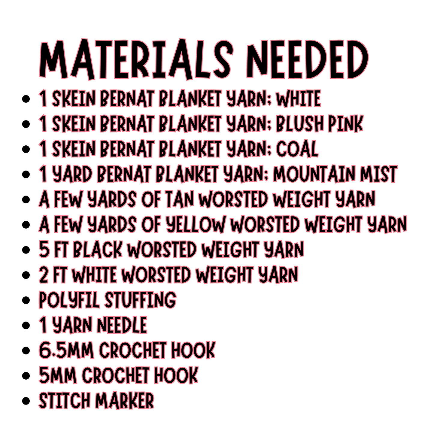 crochet cow plushie materials
