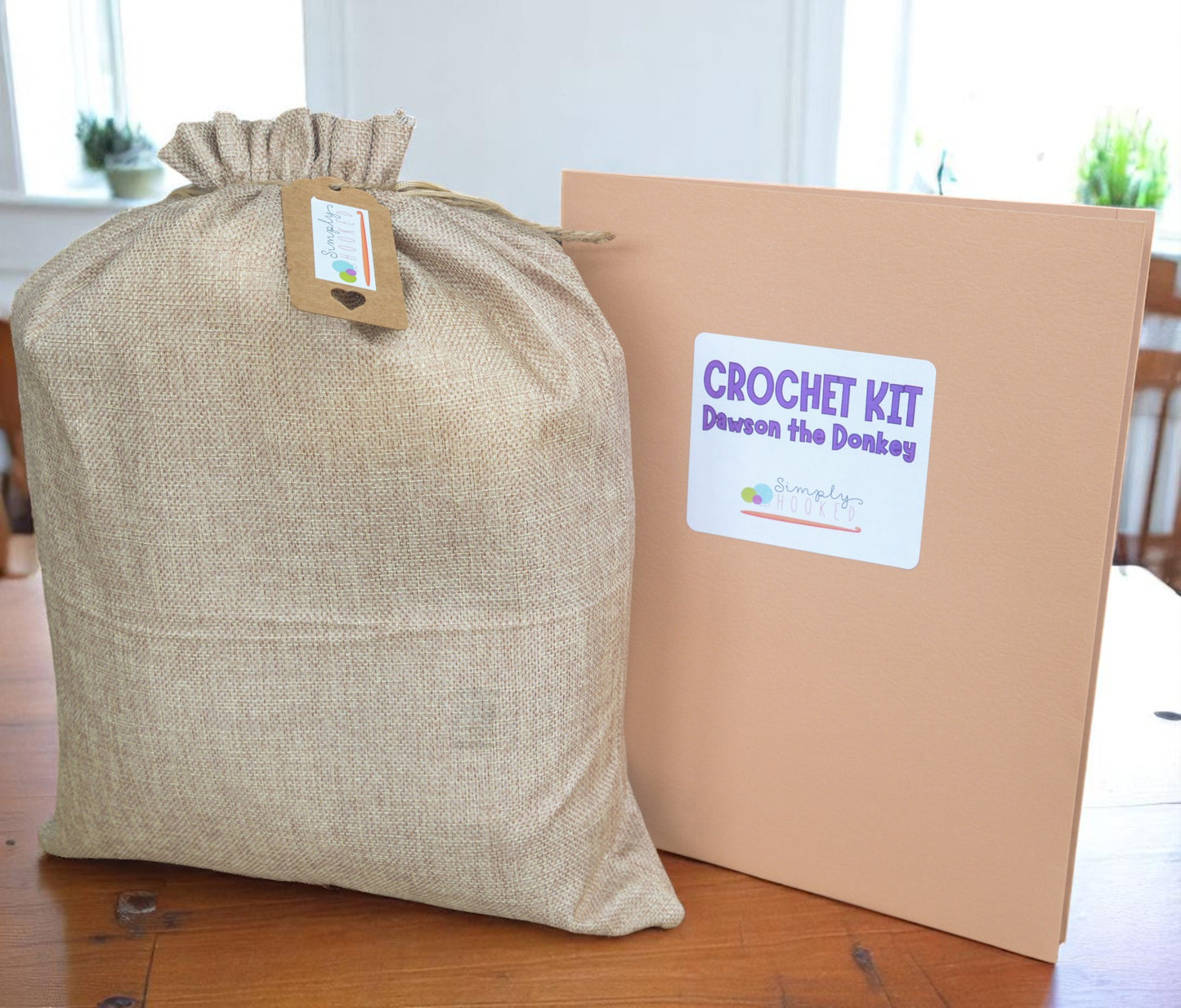 burlap bag and folder