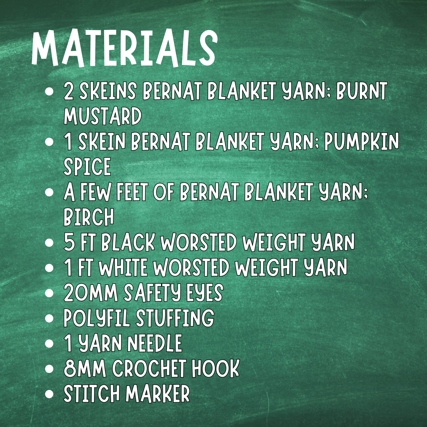 crochet lion backpack materials list