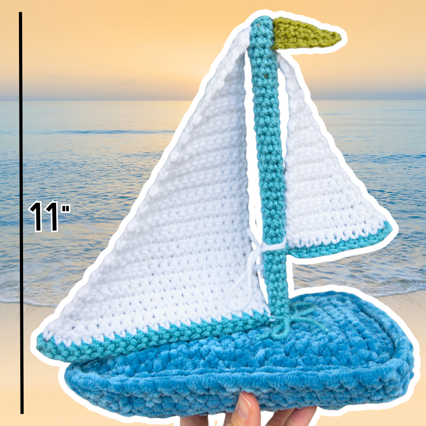 crochet sailboat height