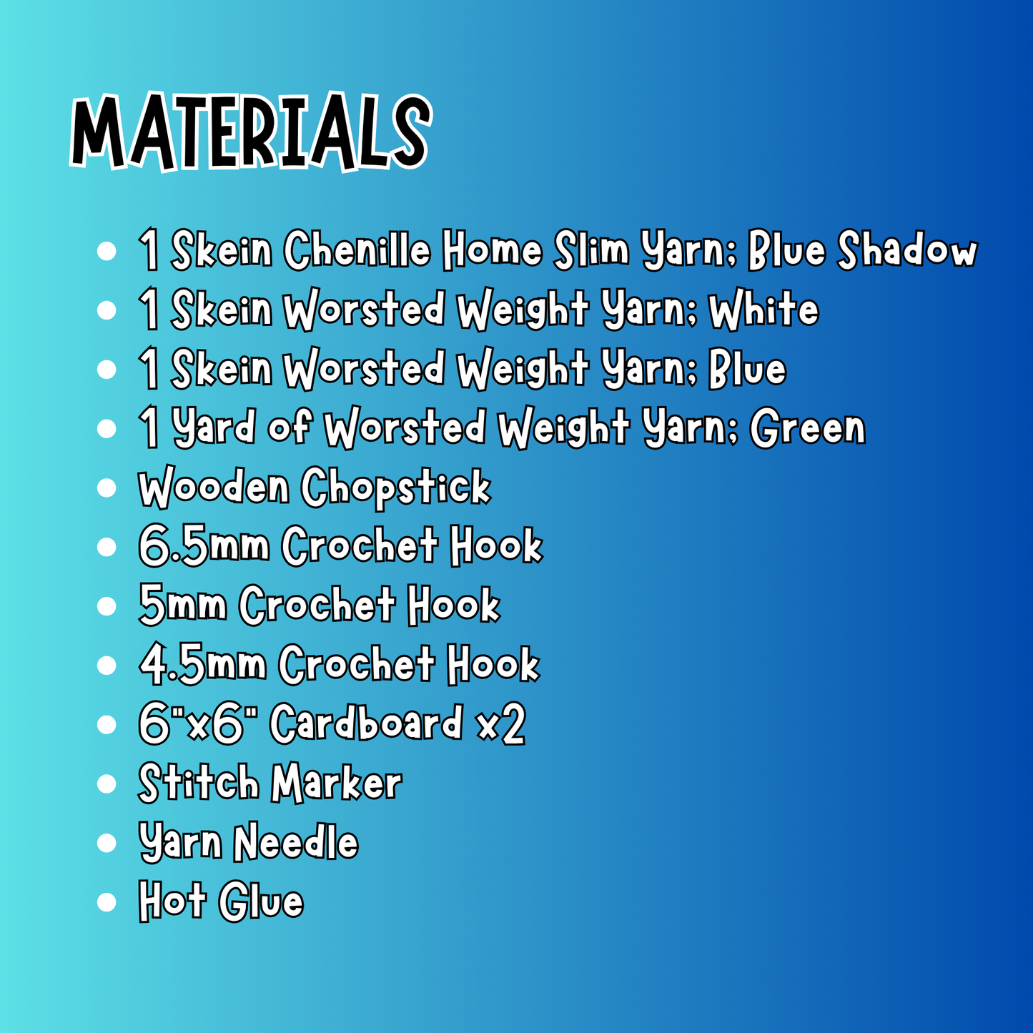 crochet sailboat materials list