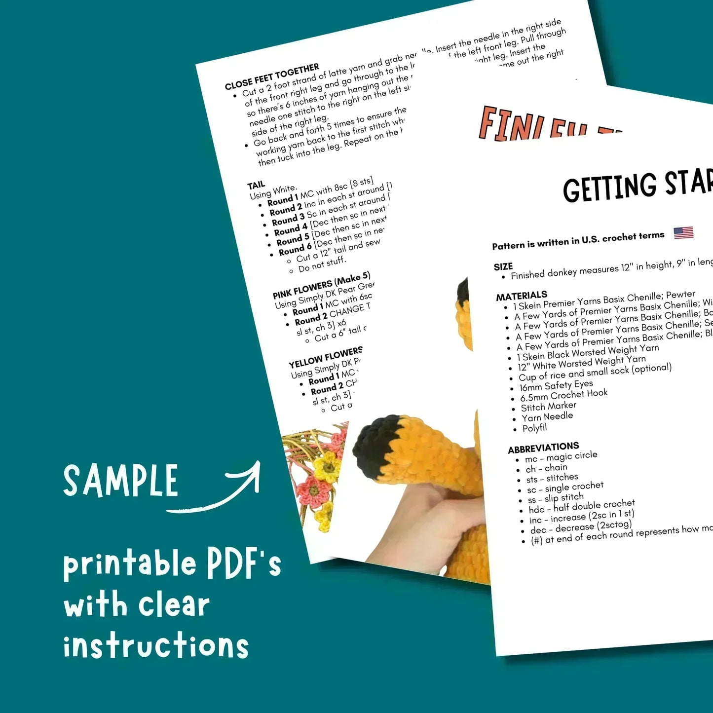 Sample crochet pattern PDF with clear beginner instructions and materials list