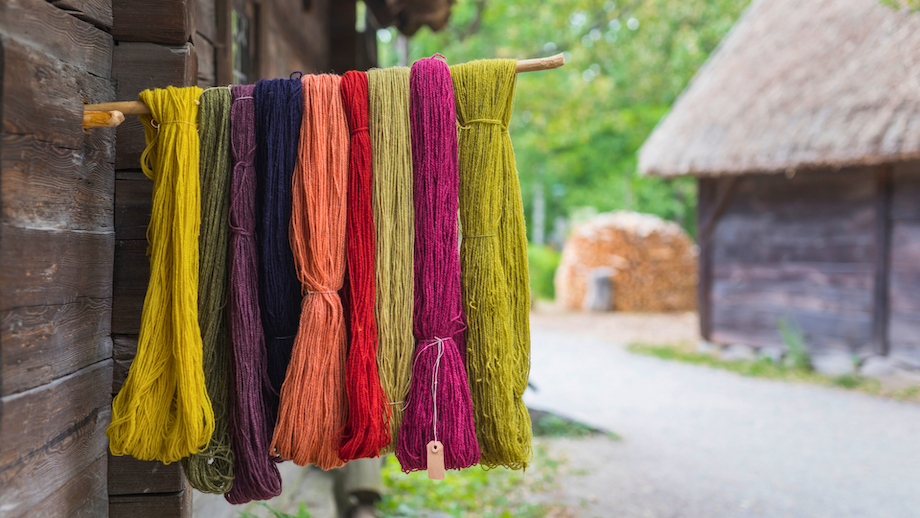 yarn hanging to dry