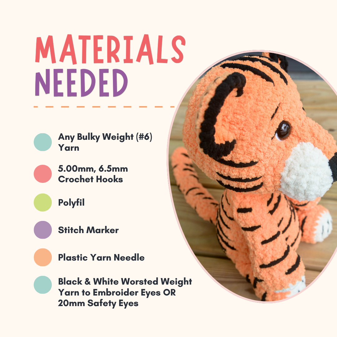 Crochet Tiger Plushie Pattern PDF