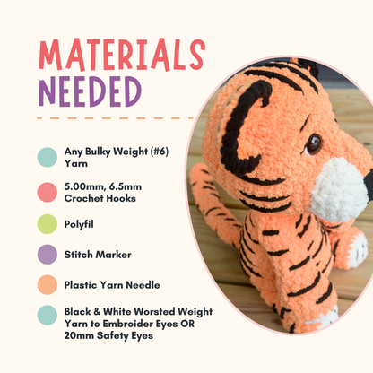 Crochet Tiger Plushie Pattern PDF