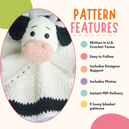 9 Animal Lovey Crochet Pattern Bundle