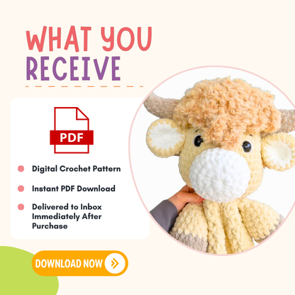Highland Cow Crochet Pattern PDF