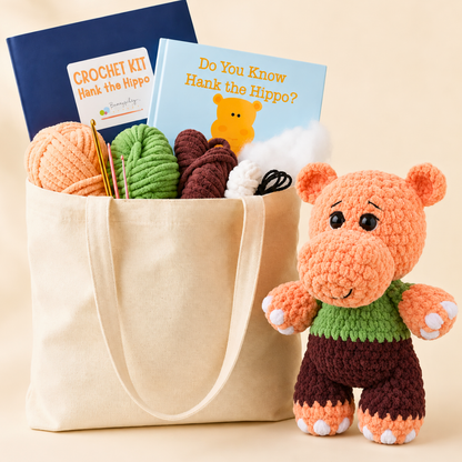 Hank the Hippo Crochet Kit & Children's Book Bundle