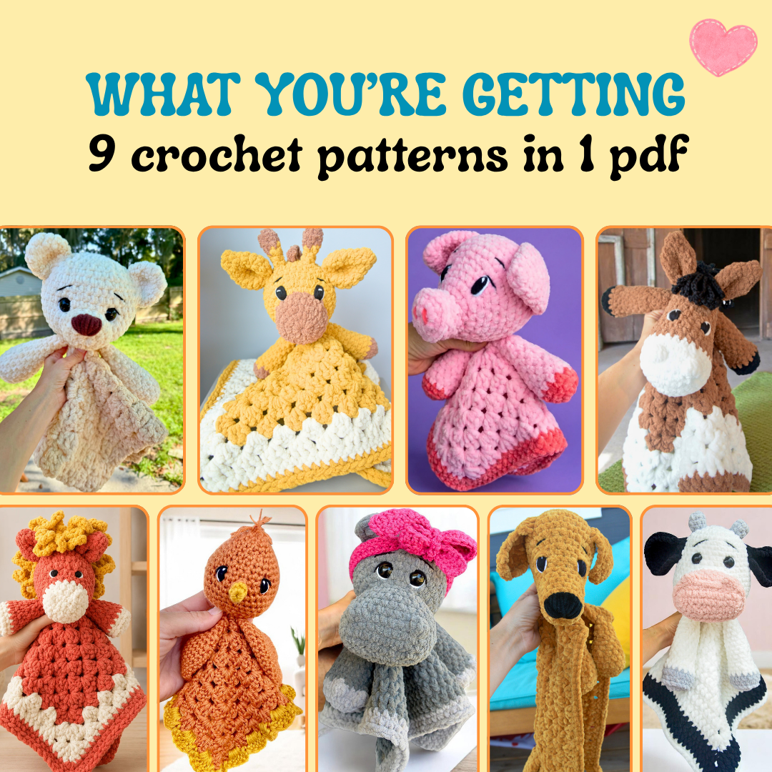 9 Animal Lovey Crochet Pattern Bundle