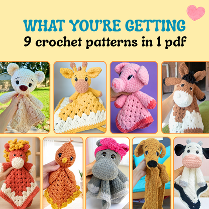 9 Animal Lovey Crochet Pattern Bundle