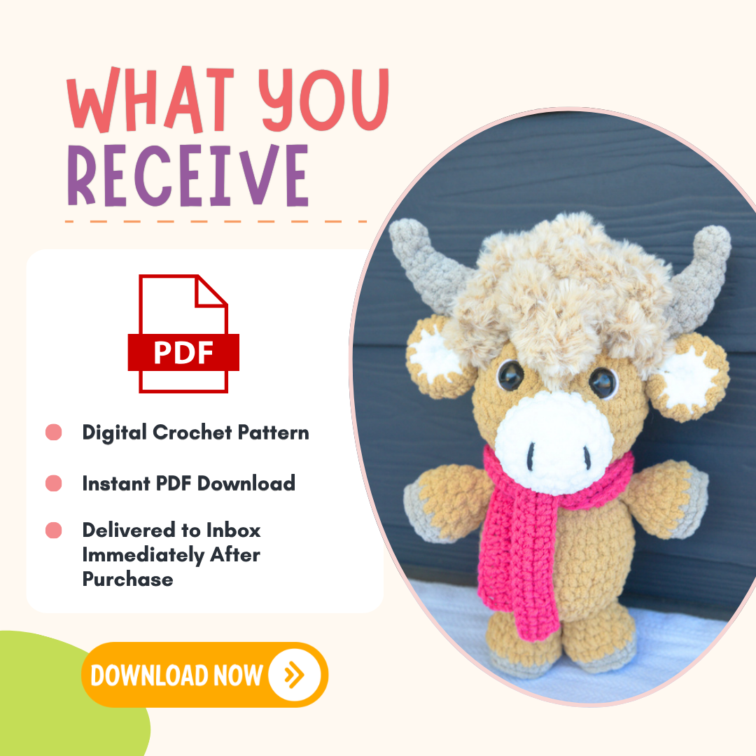 Highland Cow Crochet Pattern PDF