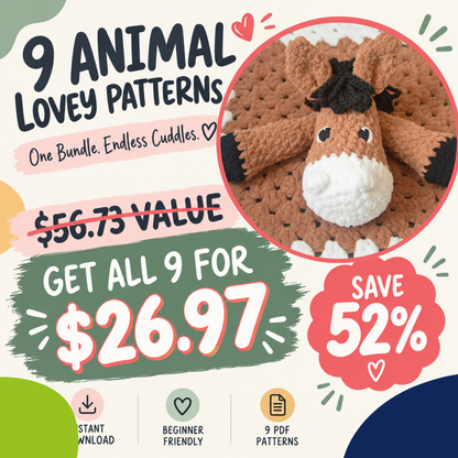 9 Animal Lovey Crochet Pattern Bundle