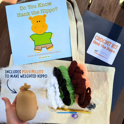 Hank the Hippo Crochet Kit & Children's Book Bundle
