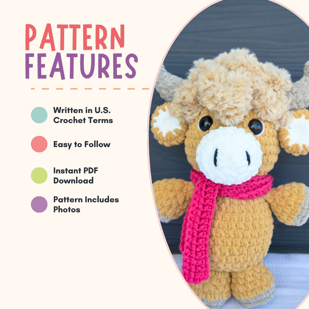 Highland Cow Crochet Pattern PDF