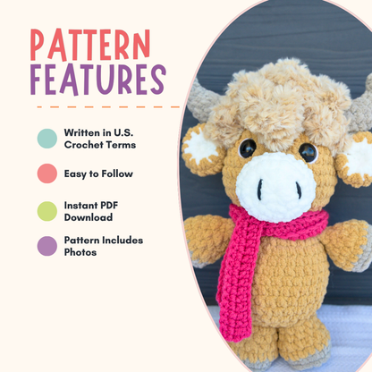 Highland Cow Crochet Pattern PDF