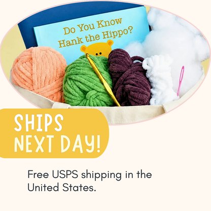 Hank the Hippo Crochet Kit & Children's Book Bundle