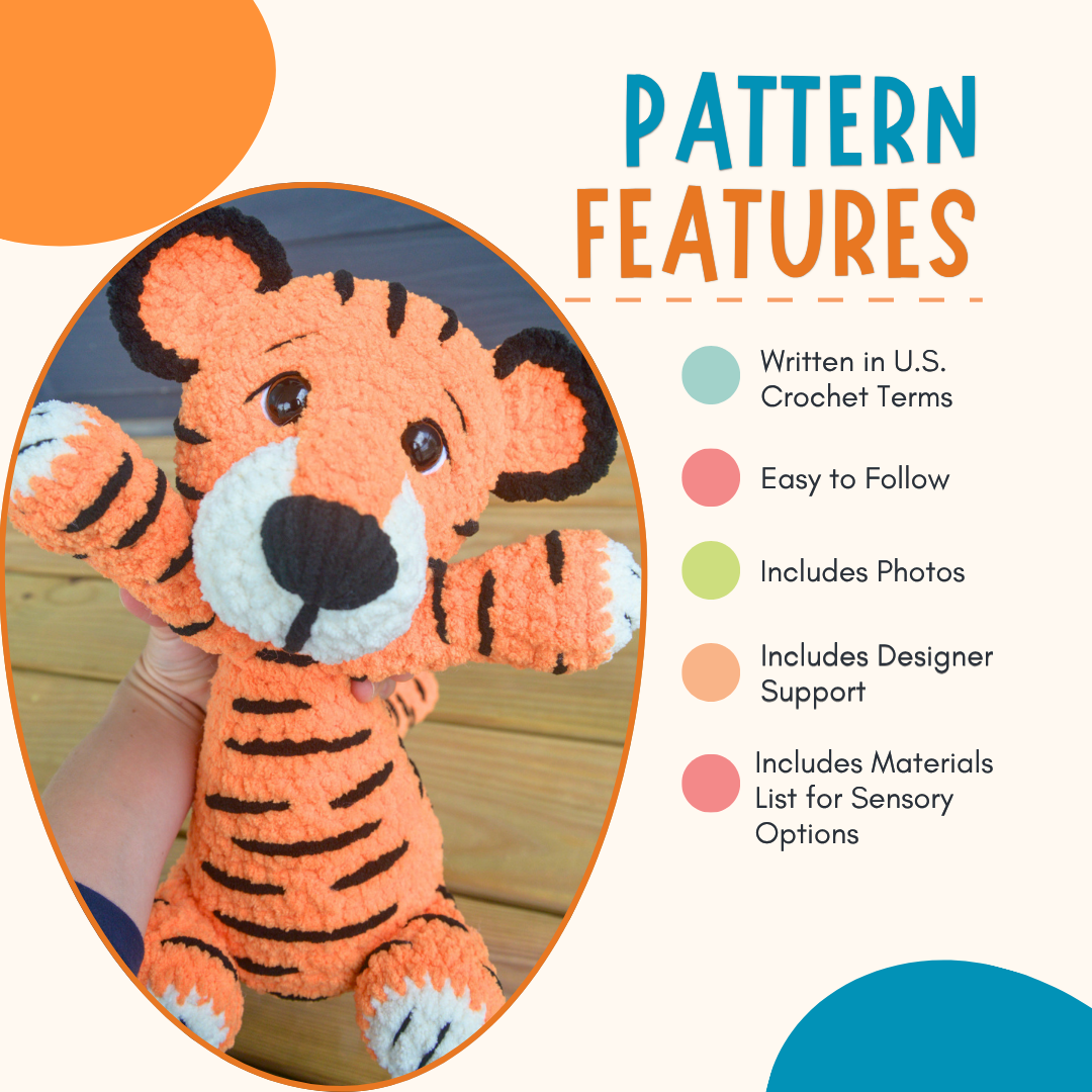 Crochet Tiger Plushie Pattern PDF