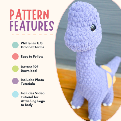 Dinosaur Crochet Pattern PDF | Brontosaurus