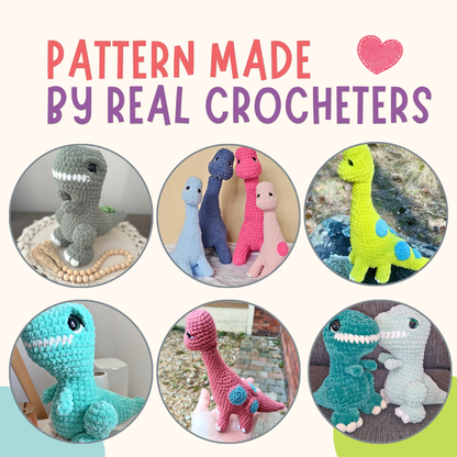 Dinosaur Crochet Pattern Bundle PDF | T-Rex & Brontosaurus
