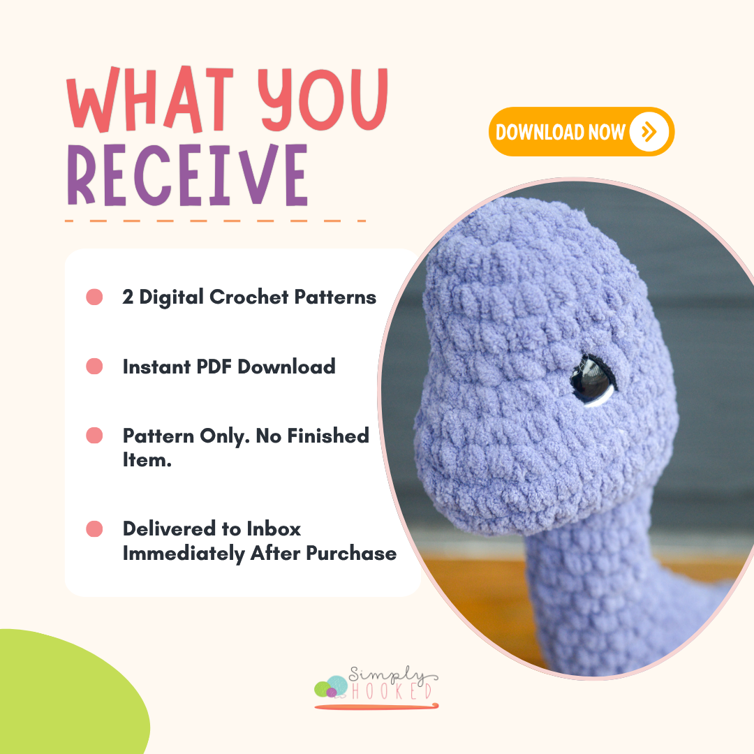 Dinosaur Crochet Pattern Bundle PDF | T-Rex & Brontosaurus