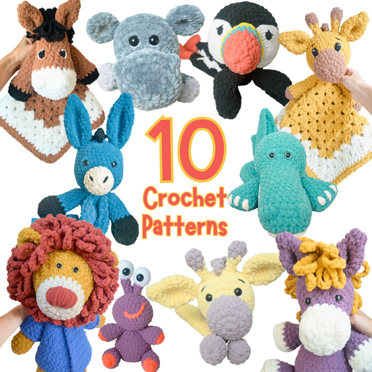 Crochet plushies and stuffed animals with a pattern by Mjambridge