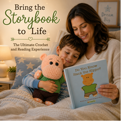 Hank the Hippo Crochet Kit & Children's Book Bundle