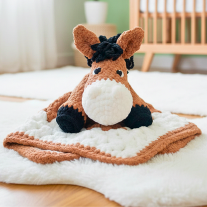 Horse Lovey Baby Blanket Crochet Pattern – Granny Square PDF