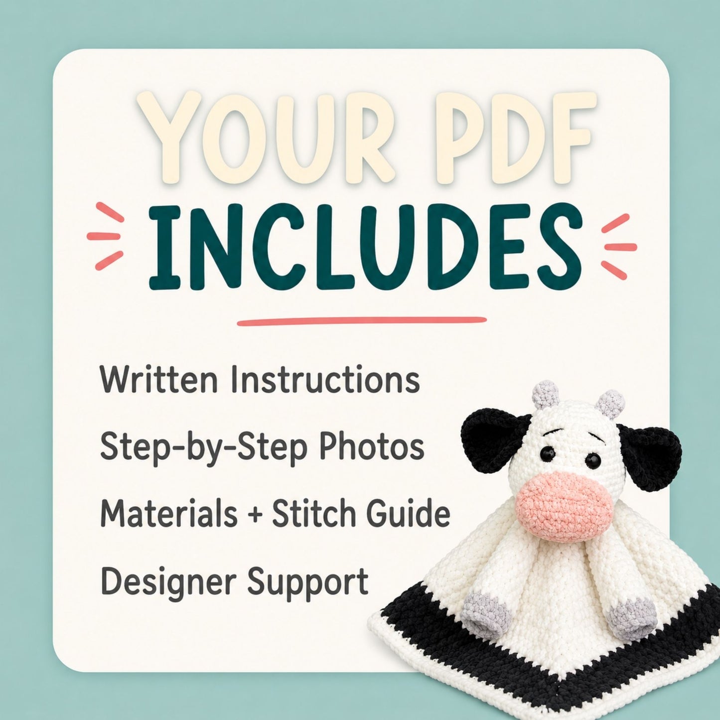 Cow Blanket Crochet Pattern PDF