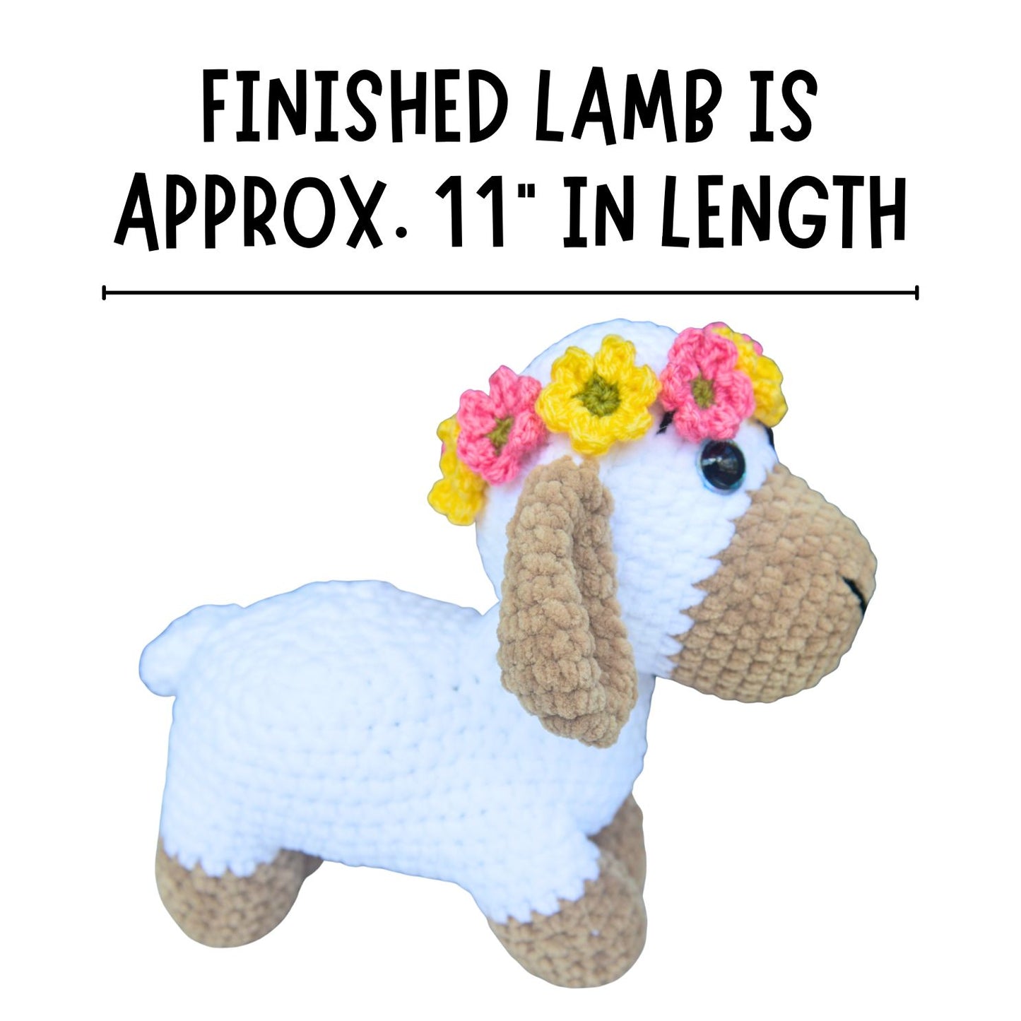 Lamb Crochet Pattern PDF | Beginner Amigurumi Plush with Flower Crown