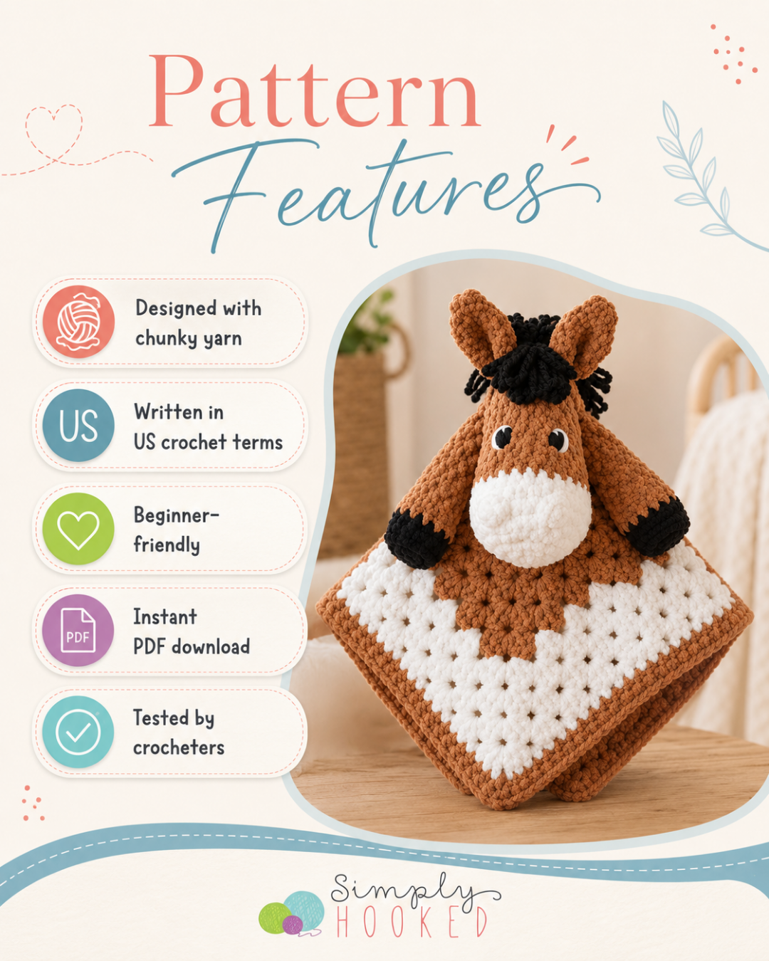 Horse Lovey Crochet Pattern PDF
