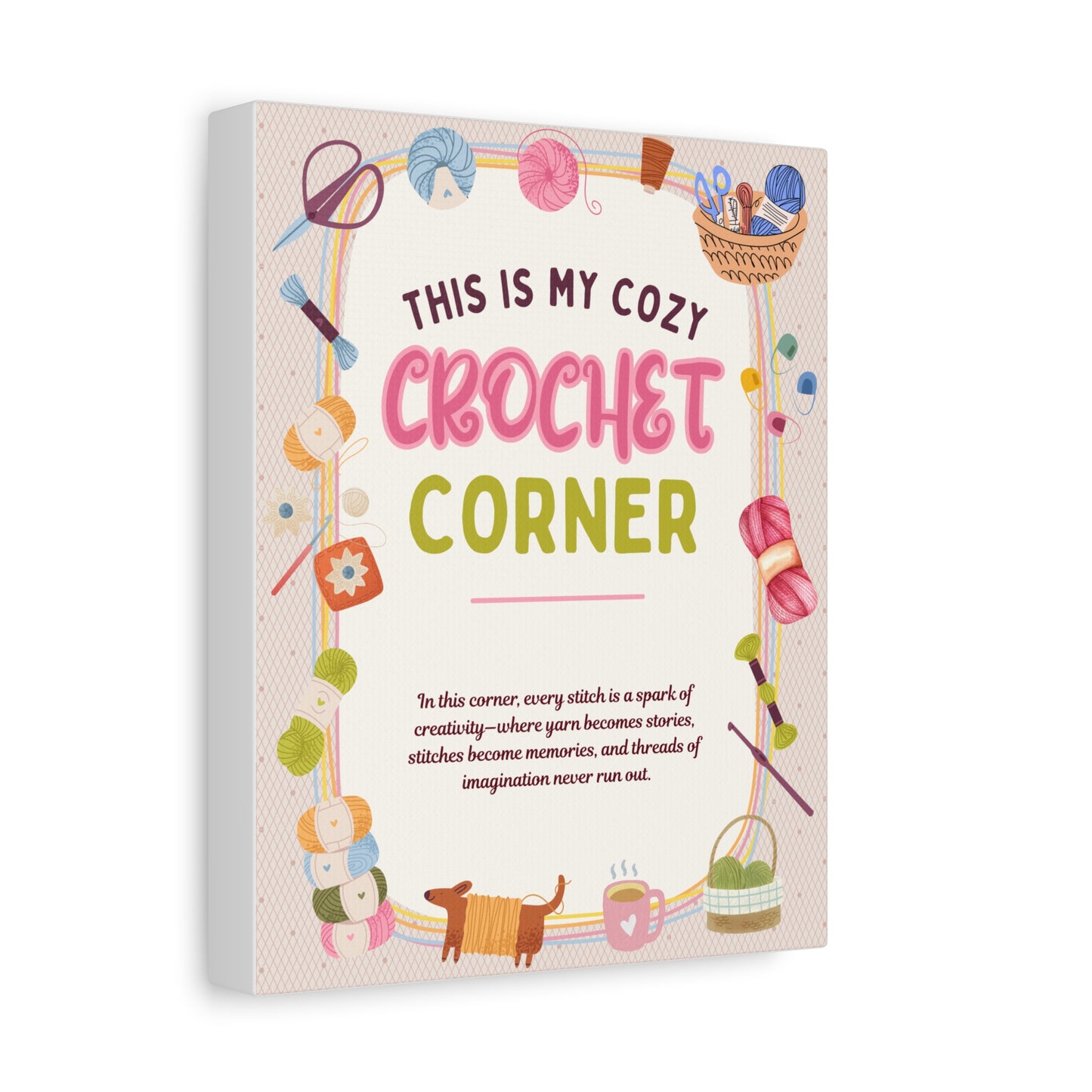 This Is My Cozy Crochet Corner Canvas Wall Art (8x10 & 16x20)