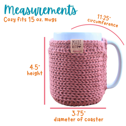 Coffee Cup Cozy With Coaster For Large 15 oz Mugs