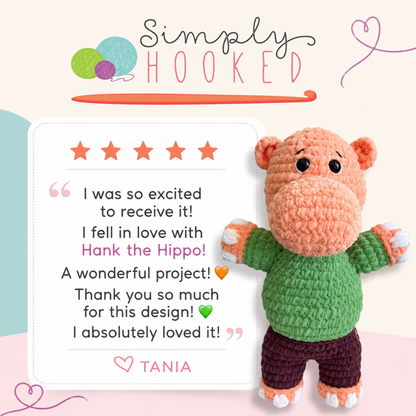 Hank the Hippo Crochet Kit & Children's Book Bundle