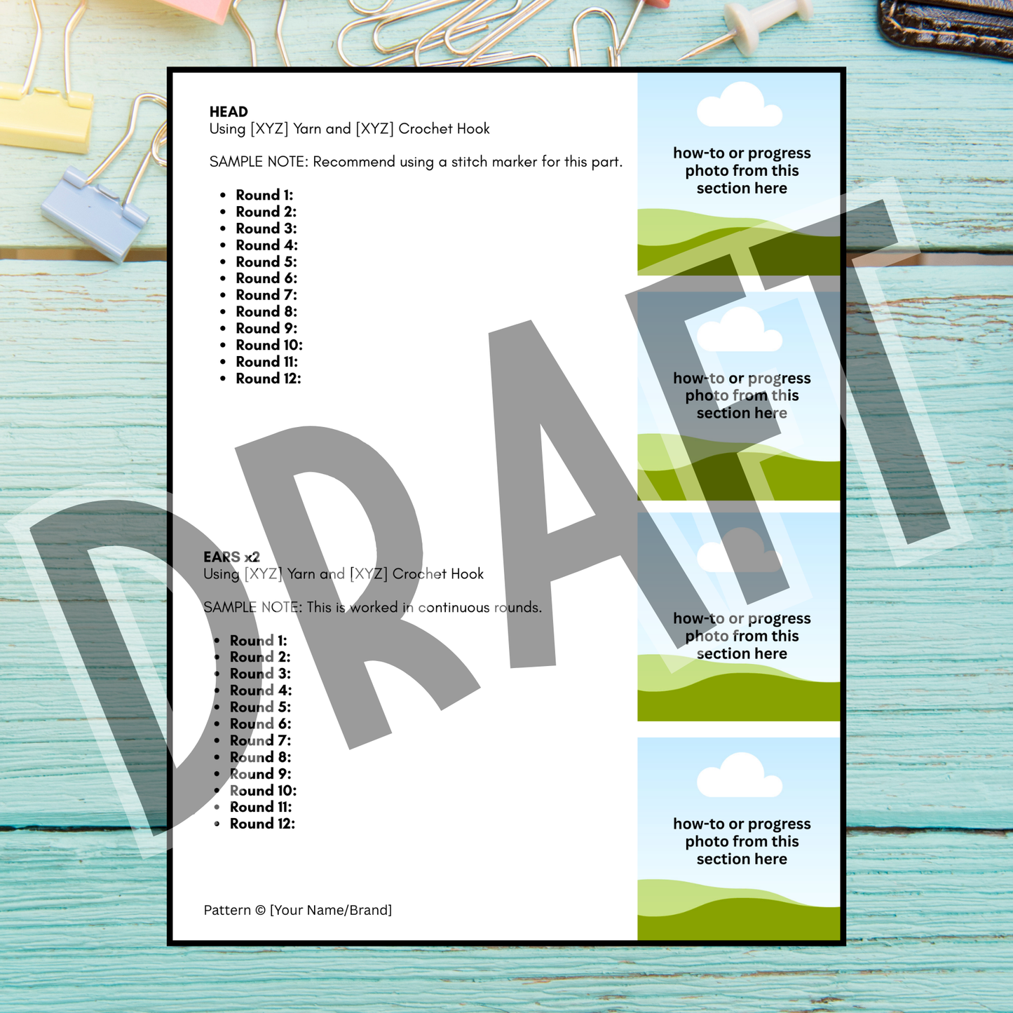 Crochet Pattern Template for Canva | Editable PDF Design