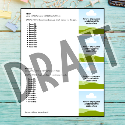 Crochet Pattern Template for Canva | Editable PDF Design