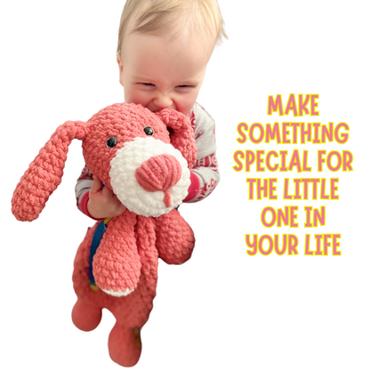 crochet dog and toddler