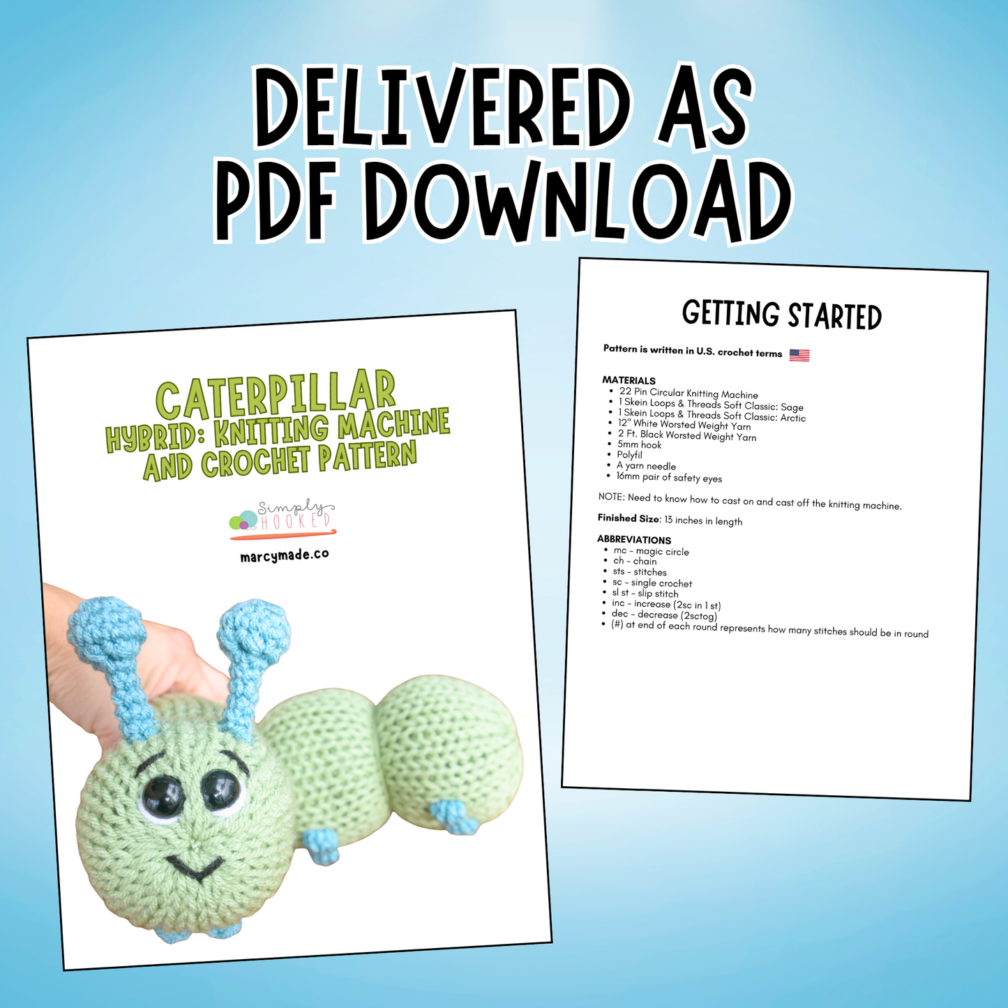 Caterpillar Plushie Pattern – Using Knitting Machine + Crochet