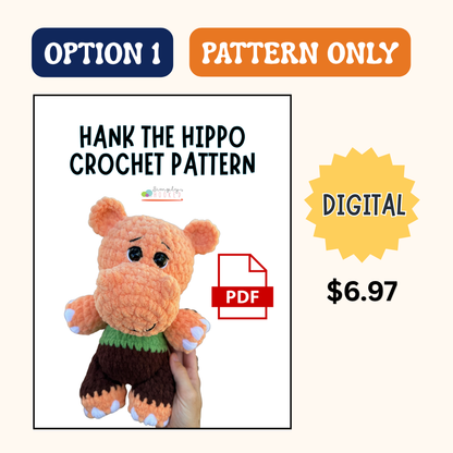 Hank the Hippo Crochet Pattern, Storybook & DIY Kit