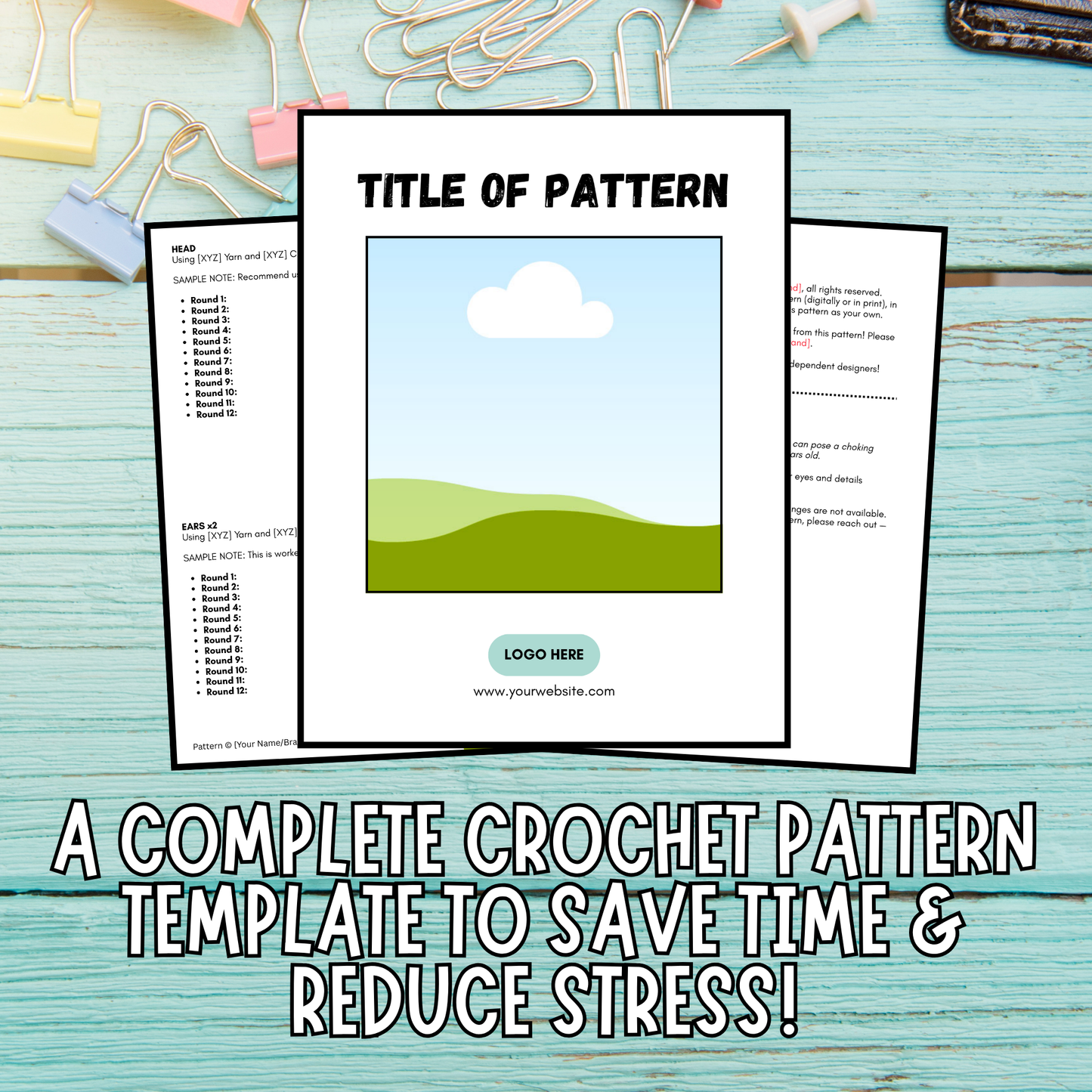 Crochet Pattern Template for Canva | Editable PDF Design