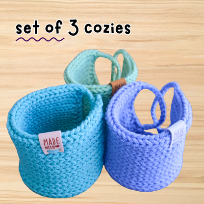 Mug Cozies with Coasters – Set of 3 Coffee Accessories Gift