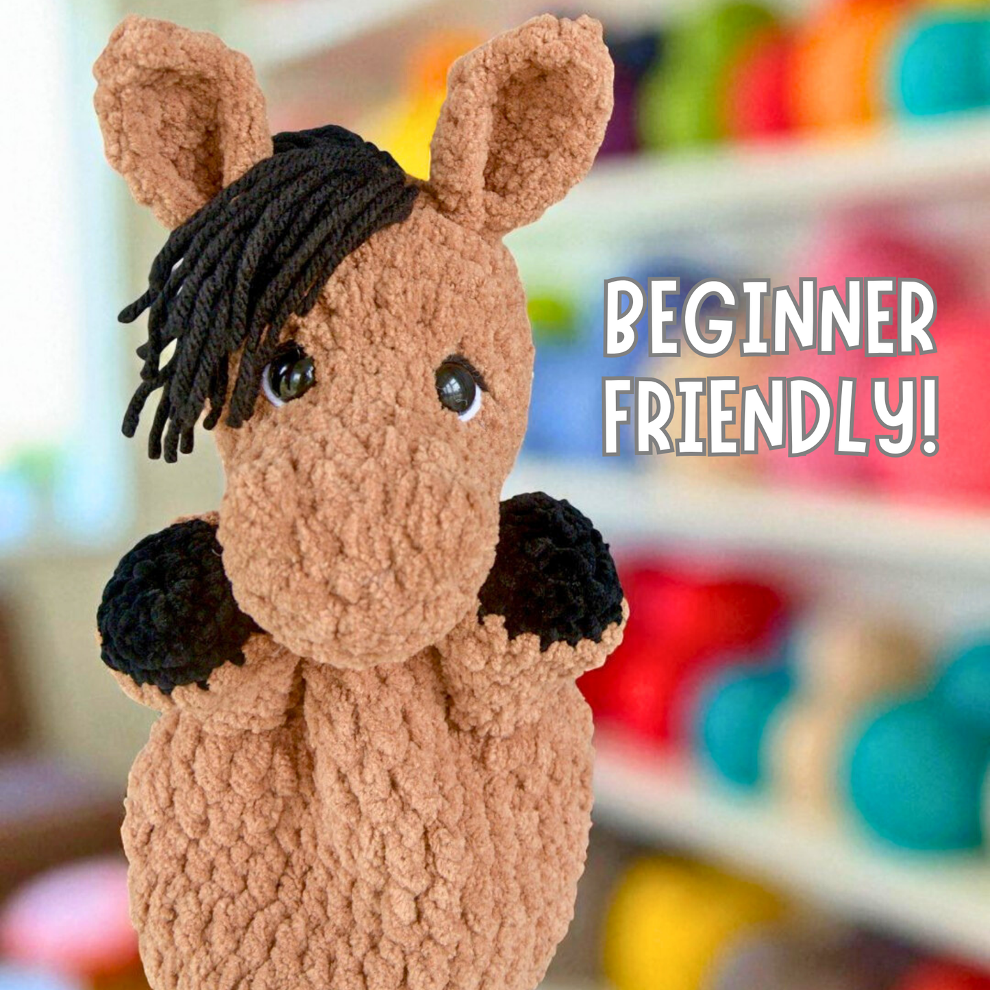 Crochet Horse Puppet Pattern – Beginner Amigurumi Animal Toy PDF
