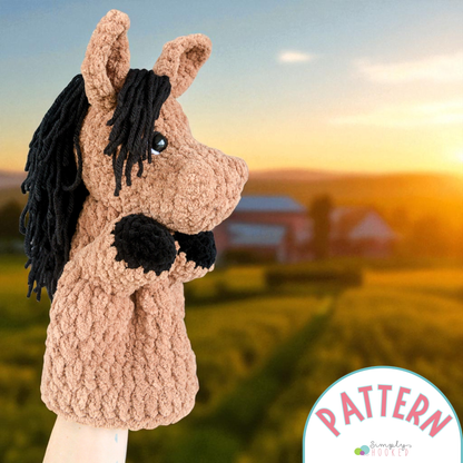Crochet Horse Puppet Pattern – Beginner Amigurumi Animal Toy PDF