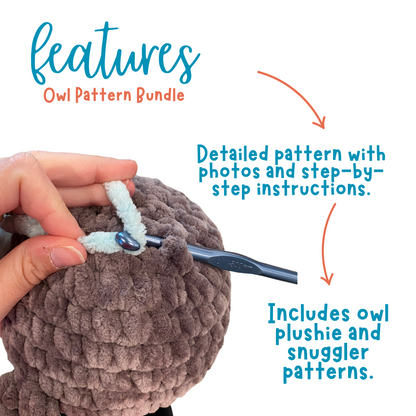 Crochet Owl Pattern Bundle of 2 For Beginners PDF Download