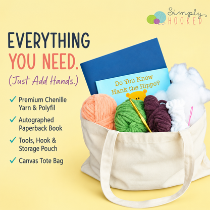 Hank the Hippo Crochet Kit & Children's Book Bundle