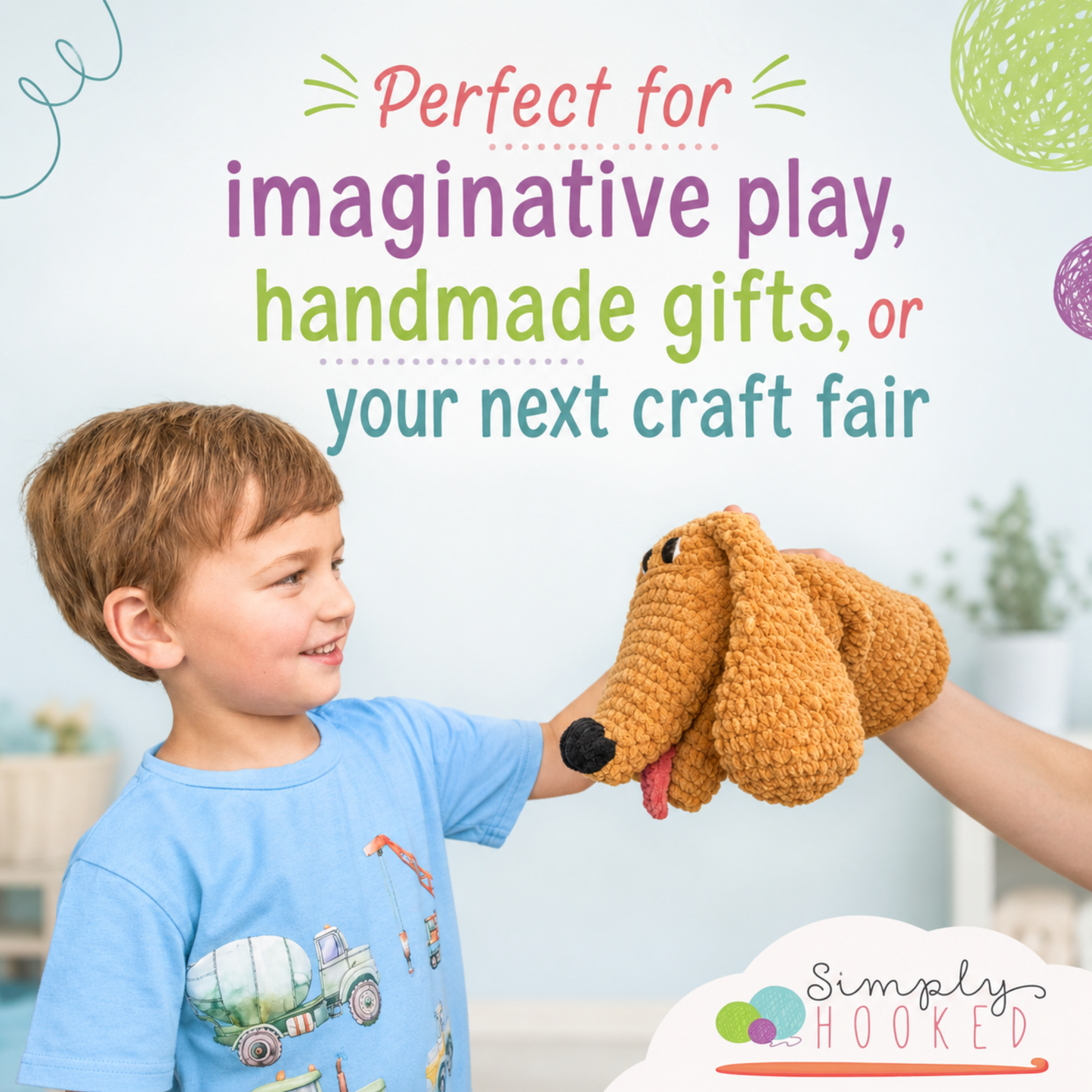 Dog Crochet Pattern Hand Puppet PDF