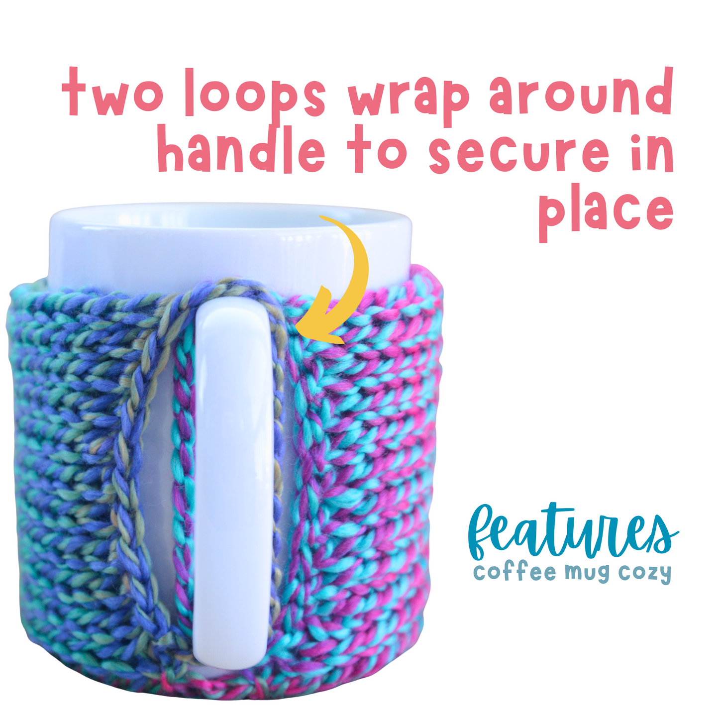 Coffee Cup Cozy With Coaster For 11 oz Mugs Colorful, 2-Pack