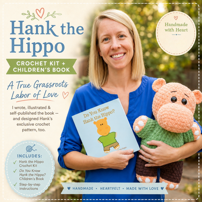 Hank the Hippo Crochet Kit & Children's Book Bundle