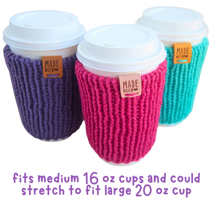 Coffee Cup Cozies For Iced Coffee and Hot Drinks, Set of 3
