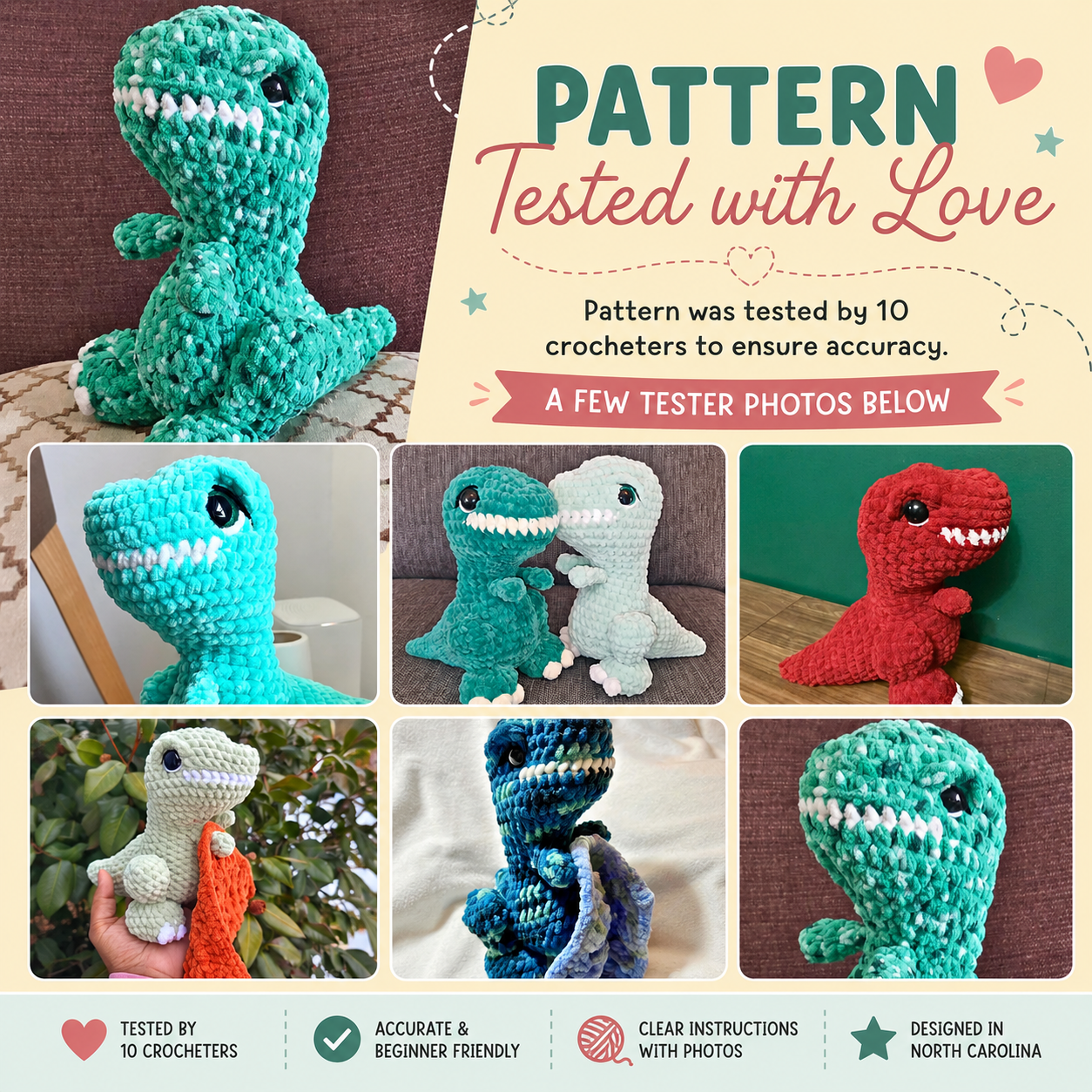 Dinosaur Crochet Pattern PDF